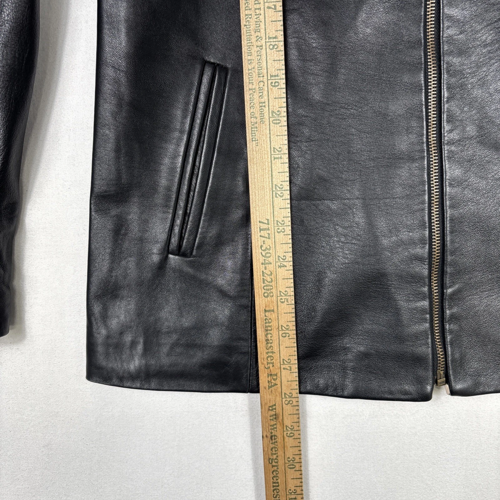 Vintage Vera Pelle Leather Jacket Men's 46 Black Biker Bomber Coat Made In Italy image 7