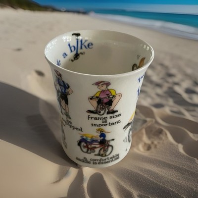 Dunoon Fine Bone China Mug How to Ride a Bike Design Cherry Denman W/Org Label
