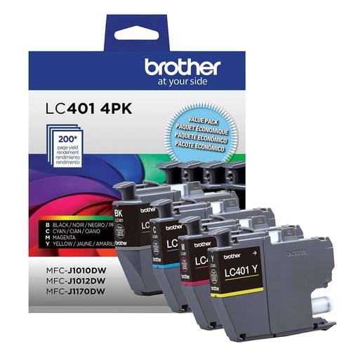 Brother LC401 Black/Cyan/Magenta/Yellow Standard Yield Ink Cartridges 4/Pack - Picture 2 of 7