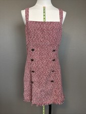 Forever 21 Junior's Red Plaid Sleeveless Overall Tweed Dress Size L