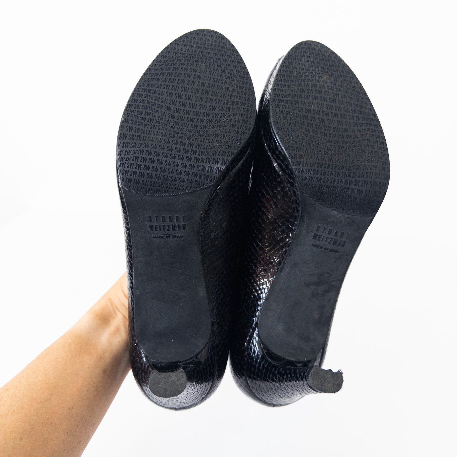 Stuart Weitzman Black Python Embossed Heels UK 6.… - image 21