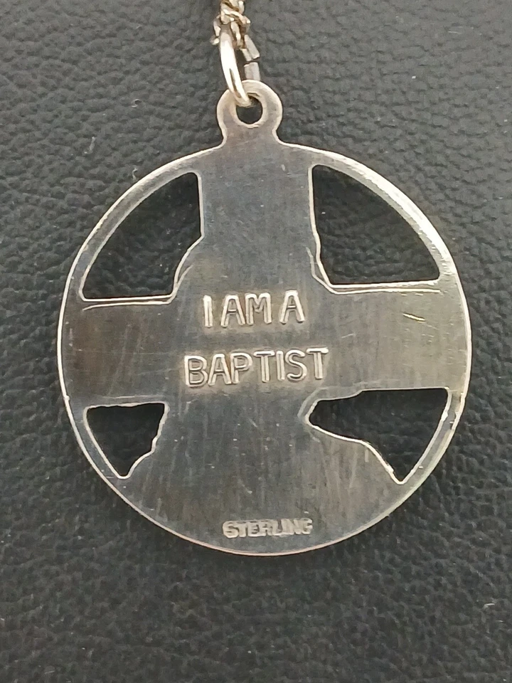 VINTAGE STERLINGSILBER Jesus Profil ICH BIN EIN TÄUFER Medaillon Anhänger Halskette - Bild 2 von 4