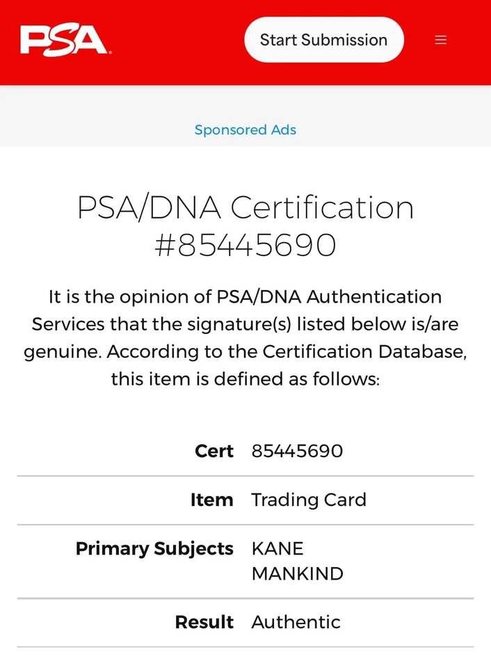 1998 Kane Rookie & Mankind WWF PSA Fresh Slab! - Image 4 of 4