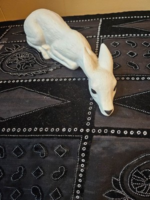 Porcelain resting white deer made in Mexico