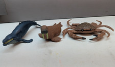 LOT OF 3 Sea Creatures Crab Walrus Humpback Whale Rubber Realistic Toy Figurines