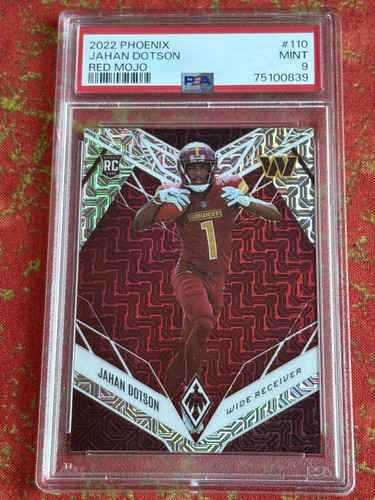 2022 Panini Phoenix Jahan Dotson Red Mojo /10 #110 Rookie RC PSA 9 Eagles