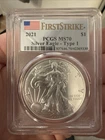 2021 T1 SILVER EAGLE TYPE-1 PCGS MS70 FIRST STRIKE - FS FLAG LABEL