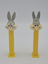 2 Vintage Bugs Bunny PEZ Dispensers Yellow Stem Warner Bros
