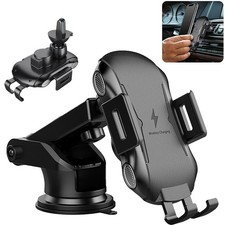 30W Wireless Charger Fast Charging Automatic Clamping Car Mount Phone Holder US