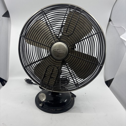 Vtg 12" Hunter Century 3 Speed Oscillating Table Fan Black 90022 Working Dirty