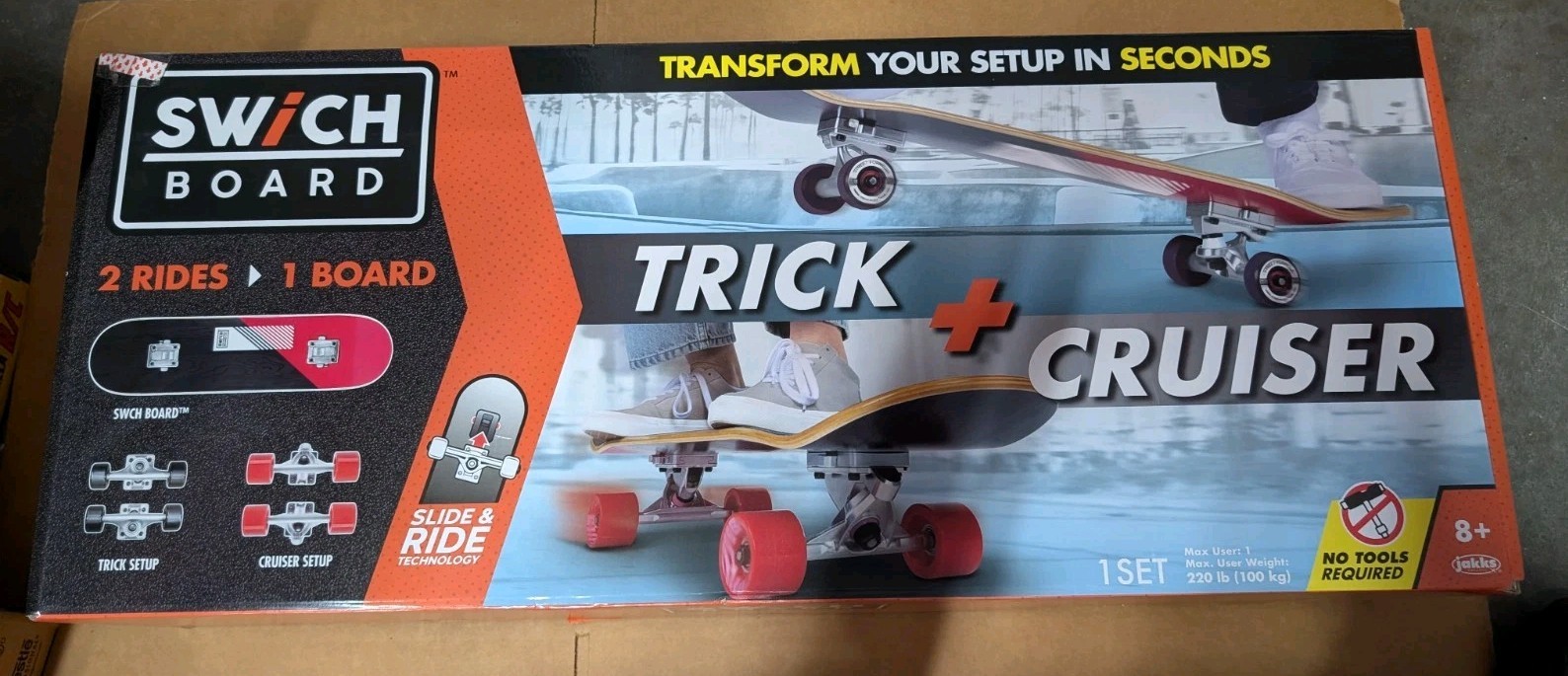Swichboard 2-in-1 Trick And Cruiser Trucks / 8" Deck Complet