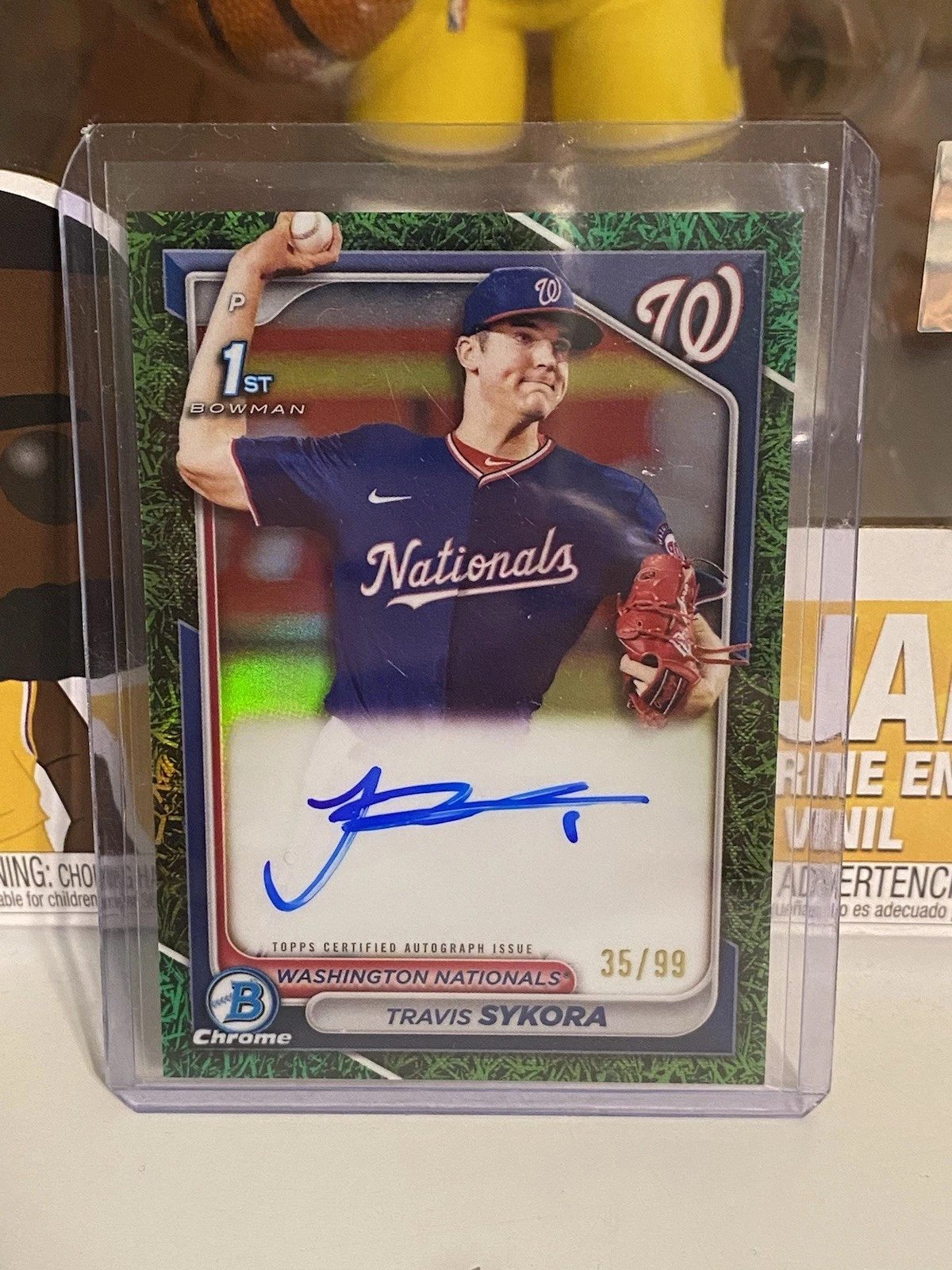2024 Bowman Travis Sykora Chrome Prospect Auto Grass Green Refractor 1st #/99