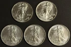 5 Oz Pure Silver .999 Lot of 5 Silver American Eagles 1989, 1992, 3x 1993 BU