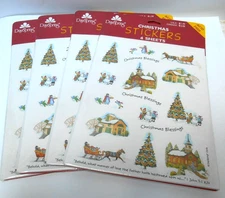 4 Sets of 4 Sheets Dayspring Christmas Stickers Church Tree Snowman 1 John 3:1