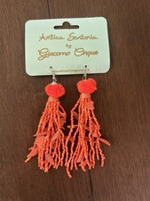 Antica Sartoria Orange Seashell Dangly Earrings NWT