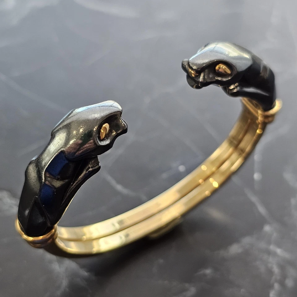 Brazalete Cartier 1987 oro amarillo 18k plata doble Panthere certificado