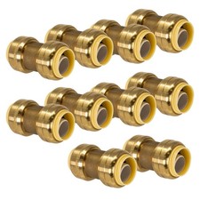 10-Pack 1/2-Inch PushFit Coupling Push-to-Connect Brass Plumbing Fitting
