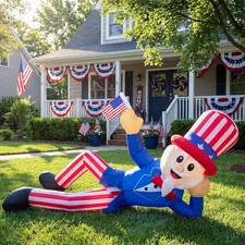 8 FT 4Th of July Inflatables Outdoor Decorations, Large Uncle Sam Patriotic Infl