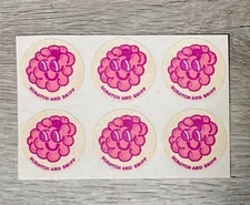 MATTE Vintage CTP Scratch Sniff Stickers. Raspberry.... STRONG SCENT!!