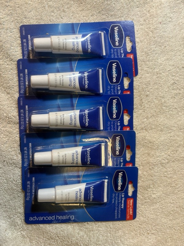 5 Packs Vaseline Lip Therapy ADVANCED HEALING Moisturizer Balm Tube, 0.35oz ea