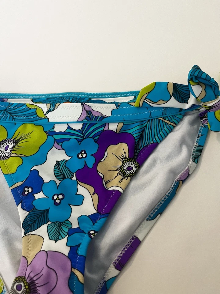 Nuevo fondo de bikini floral para nadar Leilani para mujer, azul, talla 6, nuevo con etiquetas Foto 3 de 4