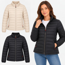NEW Women  s Lightweight Puffer Jacket Quilted Warm Work Coat Zip Up