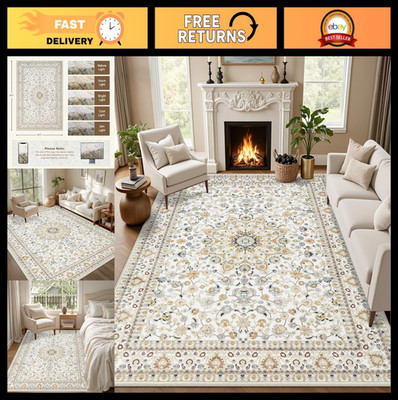 Vintage Boho 5x7 Area Rug - Washable, Non-Slip, Stain Resistant Soft Carpet for
