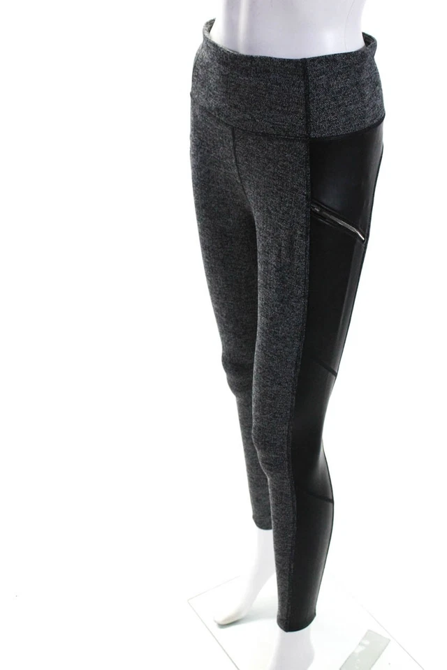 Leggings sin cordones con cremallera cintura elástica retazos gris talla S Athleta para mujer Foto 2 de 4