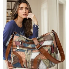 Women Contrast Color CrossBody Shoulder Bag Tote Purse Satchel Messenger Handbag