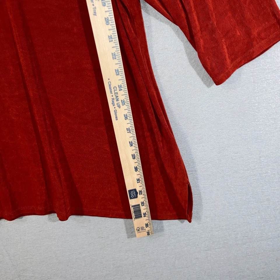 Blusa túnica Coldwater Creek para mujer 3X terciopelo naranja cuello en V hecha en EE. UU. Foto 4 de 4