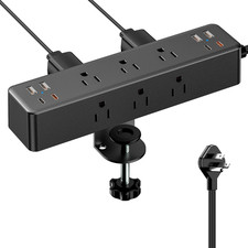 Desk Clamp Power Strip 10FT, 40W Total Fast Charging Station