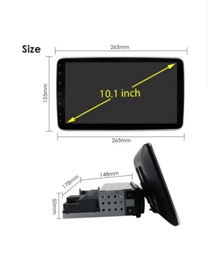 AUTORADIO 1 DIN ANDROID CON SCHERMO ESTRAIBILE DA 10" CARPLAY GPS WIFI 4GB+64GB - Immagine 4 di 4