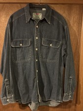 Vintage Levis Red Tab Denim Shirt Mens Medium Blue Button Down Two Pocket 90s