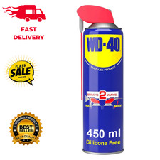 WD-40 Multi-Use Smart Straw 450ml Spray Aerosol Can Clean Rust Lubricant, blue 17.78 per litre