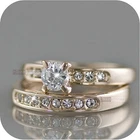 18K GOLD MADE WITH SWAROVSKI CRYSTAL WEDDING BRIDAL RING SET US 6.25 AU M 1/2
