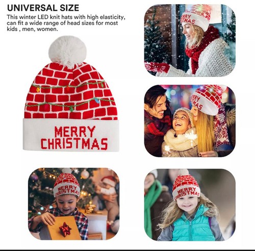 Unisex LED Gorro de Navidad Sombrero Cálido Suave Pan de Jengibre Navidad ¡Gorro Iluminado Regalo! - Imagen 8 de 8