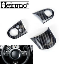 Carbon Fiber Steering Wheel Button Cover Trim For  Cooper S R55 R56 R57 R60