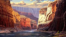 Landscape nature art mountains clouds canyon valley Custom Gaming Mat Desk
