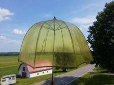 VINTAGE Yellow Clear Bubble Dome Umbrella W/ LUCITE HANDLE MCM 1960's Groovy