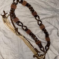 Vintage BOHO Wooden Floral Belt With Tassles