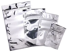PackFreshUSA Clear/Silver Metalized Stand Up Pouch Bags Tear Notch - 500 Pcs