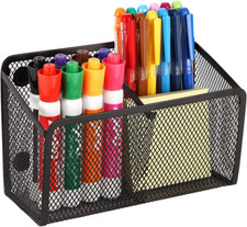 Magnetic Pencil Holder Mesh Organizer for Whiteboard Fridge Locker 2 Baskets