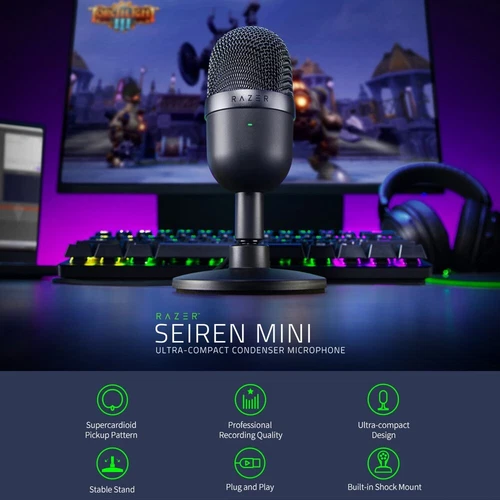 Razer Seiren Mini Microphone Ultra Compact Condenser Recording Gaming USB Mic AU - Picture 4 of 20