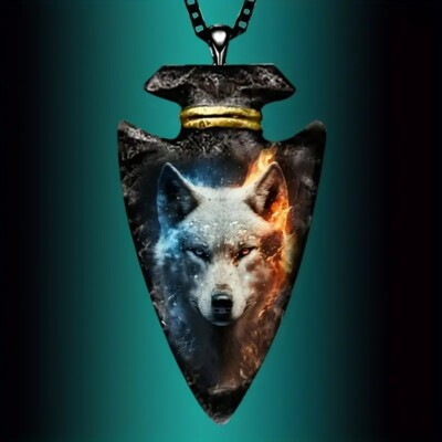 #ad #ad Arrowhead Style Pendant Necklace Exquisite Wolf Pattern Pendant Accessories $11.88