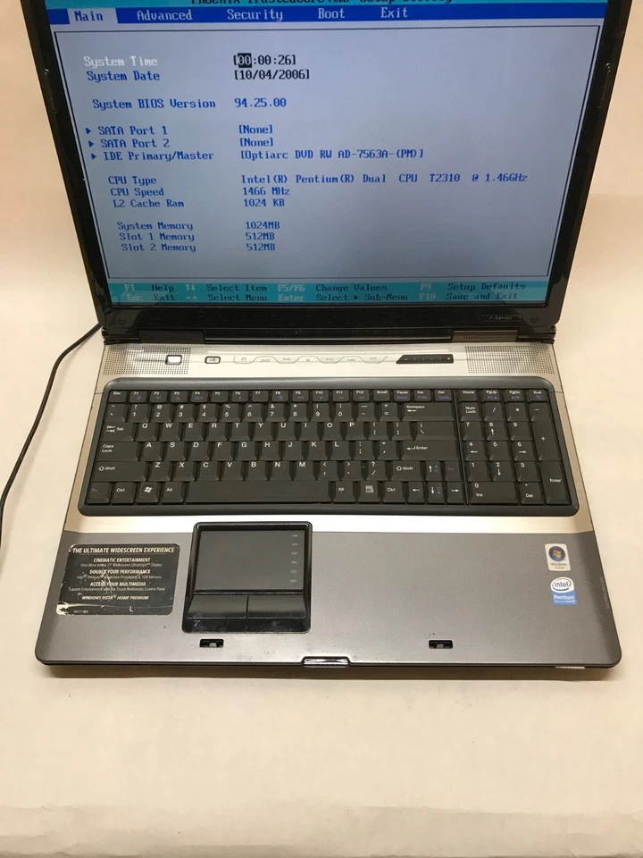 Gateway P-6301 17" Intel Pentium T2310 1.46GHz 1GB RAM NO HDD/OS No Battery - DW - Image 3 of 4