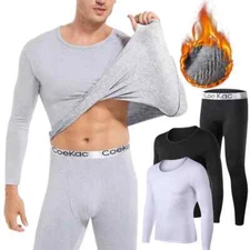 Men's Thermal Underwear Set Long Johns Fleece Lined Base Layer Keep Warm Soft