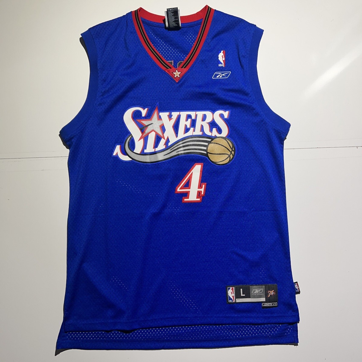 Vintage Philadelphia Sixers NBA Chris Webber Reebok jersey L +2