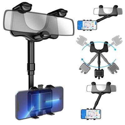 SXhyf Rear View Mirror Phone Holder, 2023 Rotatable and Retractable, 