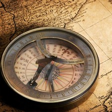 Solid Brass Captain's Sundial Compass Gift Nautical Handmade Home D cor Compass