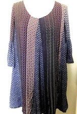 Easel Boho Dress Sz Medium Blouse Top Dress Slit Flared Short Sleeve Multi Color